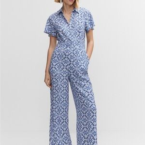 Mango Tulipa Printed Shirt Jumpsuit